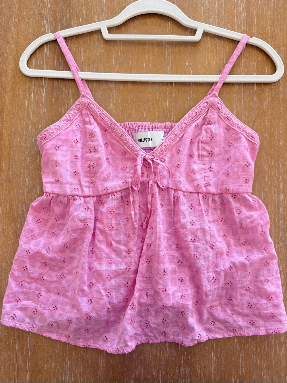 Hollister Rose Pink Eyelet Tie-Front Camisole